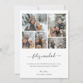 Whimsy Script Feliz Navidad 5 Foto Kerstmis Feestdagenkaart (Voorkant)
