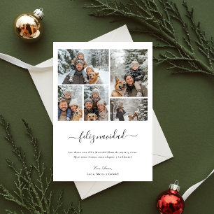 Whimsy Script Feliz Navidad 5 Foto Kerstmis Feestdagenkaart