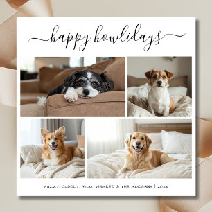 Whimsy Script Happy Howholidays Hond Kerstfoto Feestdagenkaart