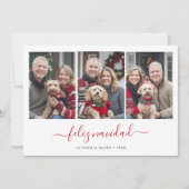 Whimsy Script Hispanic Christmas Feliz Navidad Red Feestdagenkaart (Voorkant)