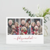 Whimsy Script Hispanic Christmas Feliz Navidad Red Feestdagenkaart (Staand voorkant)