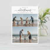 Whimsy Script Maritiem strand Kerstfoto Feestdagenkaart (Staand voorkant)