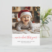 Whimsy Script Meer Cheer Dit Jaar Baby Christmas Feestdagenkaart (Staand voorkant)