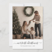 Whimsy Script Merriest Christmas Family Fun Foto Feestdagenkaart (Voorkant)