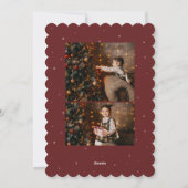 Whimsy script Merry Christmas three photo red Feestdagenkaart (Achterkant)