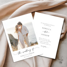 Whimsy Script Modern Minimal Beach Photo Wedding