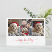 Whimsy Script Pet Photo Happy Howlidays Kerstmis Feestdagenkaart (Staand voorkant)