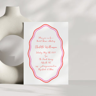 Whimsy Script Red Scribble Border Vrijgezellenfees Kaart