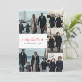 Whimsy Script Rode Kerst Nautische Kustfoto Feestdagenkaart (Staand voorkant)