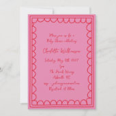 Whimsy Script Roze Rood Doodle Border Baby shower Kaart (Voorkant)