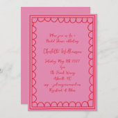 Whimsy Script Roze Rood Doodle Border Vrijgezellen Kaart (Voorkant / Achterkant)