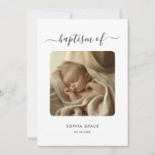 Whimsy Script Zwart & Wit Genderneutrale Doop Kaart (Voorkant)