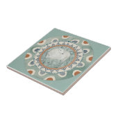 Whimsy Sheep & Bird Mint Blauwe Terracotta Aqua Tegeltje (Zijkant)