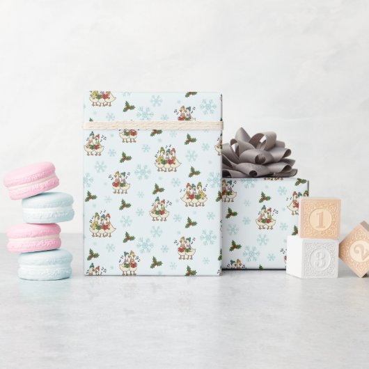 Whimsy Singing Christmas Geese Wrapping Paper Roll Cadeaupapier (Baby Shower)