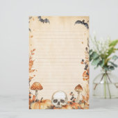 Whimsy Skull en Mushroom Rustieke Halloween Lined Briefpapier (Staand voorkant)