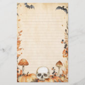 Whimsy Skull en Mushroom Rustieke Halloween Lined Briefpapier (Voorkant)