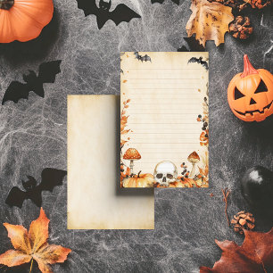 Whimsy Skull en Mushroom Rustieke Halloween Lined Briefpapier