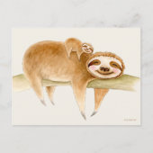 Whimsy sloth en schattige baby waterverf schilderi briefkaart (Voorkant)