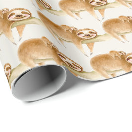 Whimsy sloth en schattige baby waterverf schilderi cadeaupapier