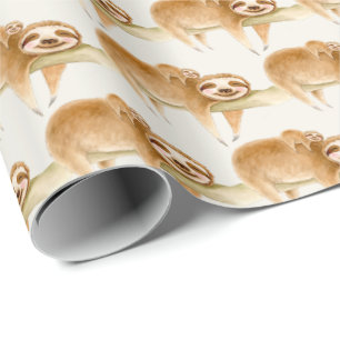 Whimsy sloth en schattige baby waterverf schilderi cadeaupapier