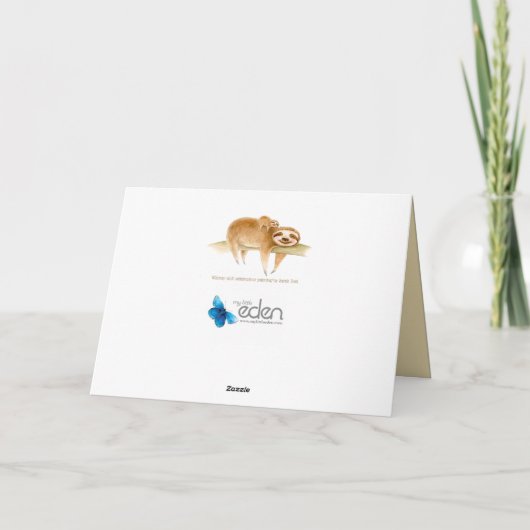 Whimsy sloth en schattige baby waterverf schilderi kaart (Achterkant)