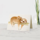 Whimsy sloth en schattige baby waterverf schilderi kaart (Voorkant)