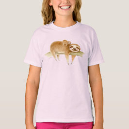 Whimsy sloth en schattige baby waterverf schilderi t-shirt