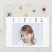 Whimsy Snowflakes Colorful Joyful Minimale Foto Feestdagenkaart (Voorkant / Achterkant)