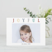 Whimsy Snowflakes Colorful Joyful Minimale Foto Feestdagenkaart (Staand voorkant)