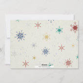 Whimsy Snowflakes Colorful Joyful Minimale Foto Feestdagenkaart (Achterkant)