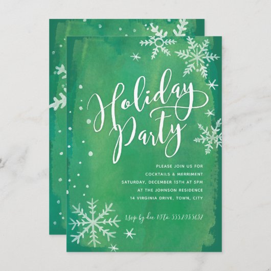 Whimsy Snowflakes | Groene feestdag Kaart (Voorkant / Achterkant)