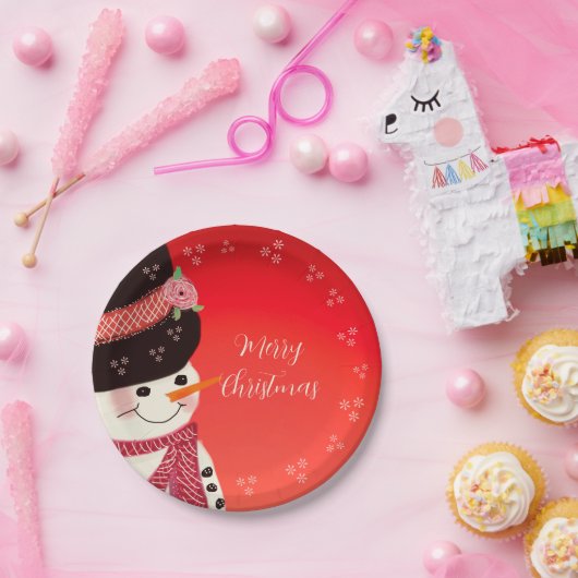 Whimsy Snowman Art Round Papieren Bordje (Feest)