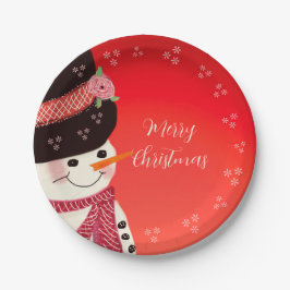 Whimsy Snowman Art Round Papieren Bordje