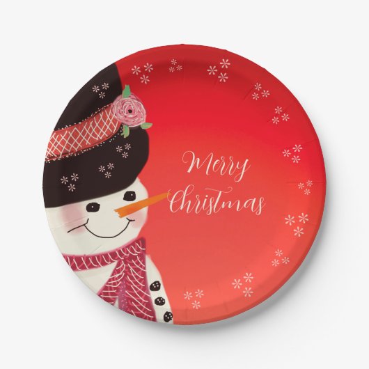 Whimsy Snowman Art Round Papieren Bordje (Voorkant)