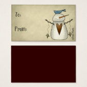 Whimsy Snowman Country Primitive Design Gift Label Visitekaartje (Voorkant /achterkant)