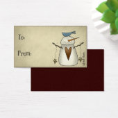 Whimsy Snowman Country Primitive Design Gift Label Visitekaartje (Bureau)