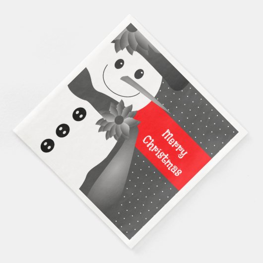 Whimsy Snowman Merry Kerstmis Servet (Hoek)