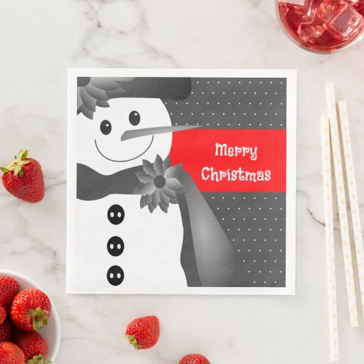 Whimsy Snowman Merry Kerstmis Servet (Insitu)
