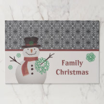 Whimsy Snowman Thered Paper Placemat