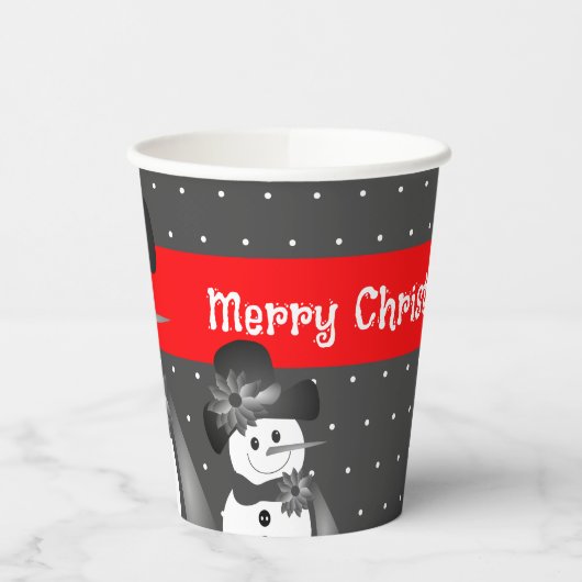 Whimsy Snowmen Design Kerstmis Papieren Bekers (Links)