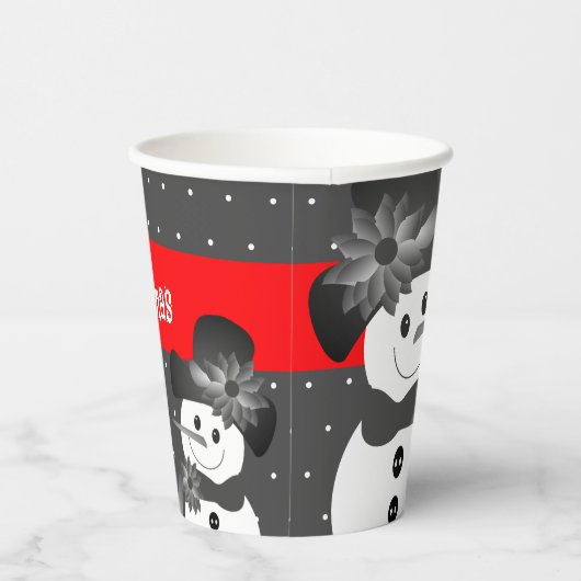 Whimsy Snowmen Design Kerstmis Papieren Bekers (Rechts)