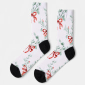 Whimsy Socks – Red Bows Pattern & Festive Charm Sokken (Links)