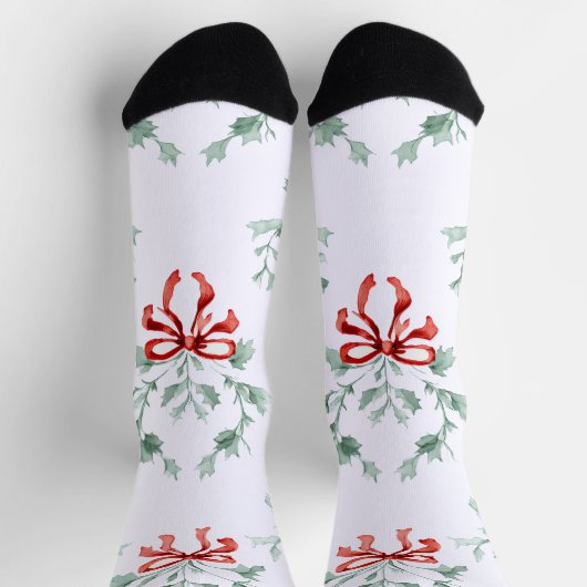 Whimsy Socks – Red Bows Pattern & Festive Charm Sokken (Top)