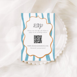 Whimsy Stripes Wedding QR Code Enclosure Card Informatiekaartje