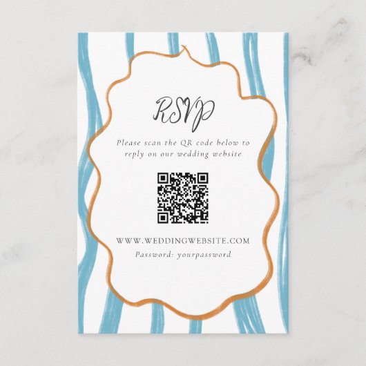 Whimsy Stripes Wedding QR Code Enclosure Card Informatiekaartje (Voorkant)