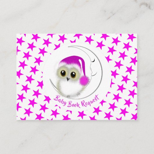 Whimsy Super Cute Snowy Owl Baby Book Request Informatiekaartje (Achterkant)