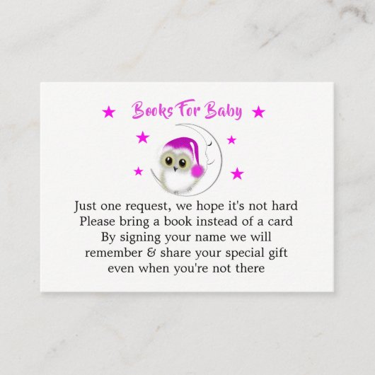 Whimsy Super Cute Snowy Owl Baby Book Request Informatiekaartje (Voorkant)