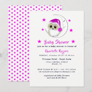 Whimsy Super Schattigee Snowy Owl Baby shower Uitn Kaart