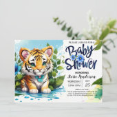 Whimsy Tiger Oerwoud Baby shower Kaart (Staand voorkant)