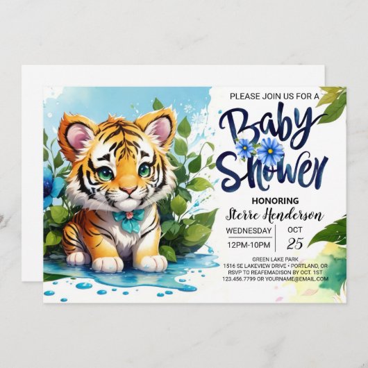 Whimsy Tiger Oerwoud Baby shower Kaart (Voorkant / Achterkant)